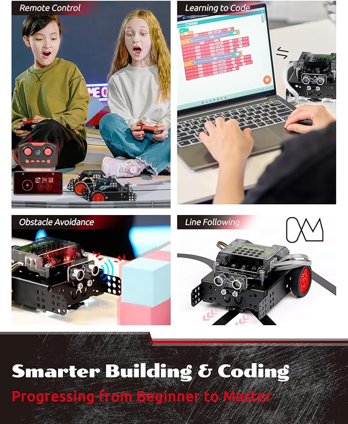 WhalesBot Rocky Coding Robot Car Kit for Kids 8-12 12-16, STEM Educational Engineering Toy, Scratch Python C Programming & Remote Control, Science Gift for 8 9 10 11 12+ Year Old Boys Girls