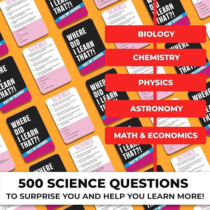 QUOKKA Trivia Card Games for Adults with 500 Questions – Science Board Games for Adults, Teens and Families – Trivia Cards with Answers – Fun Party Game for Family Game Night