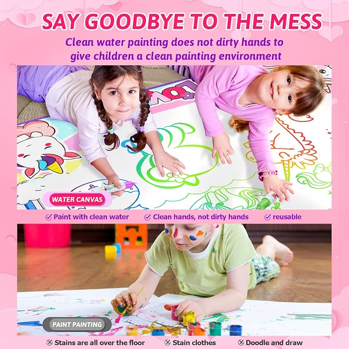 Water Doodle Mat,40 x 32 Inch Large Drawing Mat with Backpack,Educational Toys Gifts for Kids Boys Girls,Mess Free Painting for Toddlers Age 2 3 4 5 6 7 8 Year Old