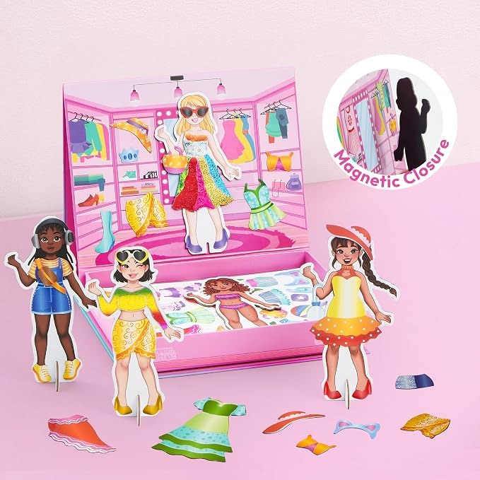 JOVA Klever Kits Foil Magnet Dress-Up Kit, 2-in-1 Fashion DIY Craft for Kids Paper Dolls for Girls Ages 4 5 6 7 8 9 Travel Activity Birthday Gifts with Display Box