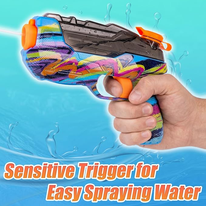 4 Pack Water Gun for Kids Adults, Watercolor Squirt Gun with Trigger, Long Range Water Pistol, Super Water Blaster Soaker Toys for Outdoor Play, Pool, Beach, Yard, Summer Party
