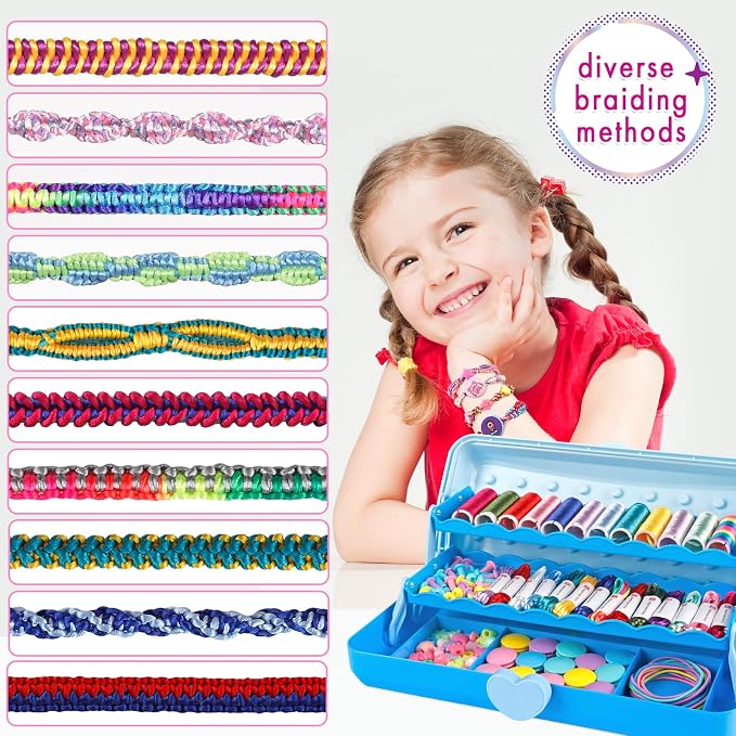 TingingYuli Friendship Bracelet Making Kit for Girls Ages 8-12, DIY String Bracelet Maker with 3-Layer Storage Box, Jewelry Making Kit Arts and Crafts Toy Gift for Kids Ages 6-12