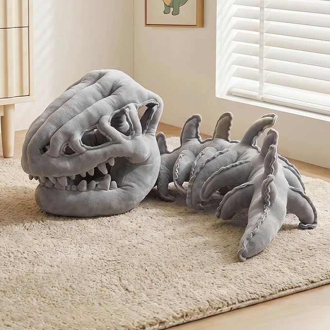 Dinosaur Skeleton Costume, Wearable Spinosaurus Skull Mask & Spine, Silly Dino Skeleton Halloween Costumes Outfit