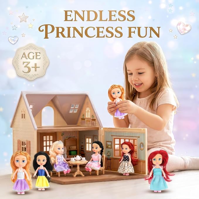Liberty Imports 12 Pack Little Royal Princess Dolls - Mini Pocket Size Toddler Toys Fantasy Pretend Play Set with Dress, Accessories for Kids, Girls Dollhouse, Party Favors (5-inches)