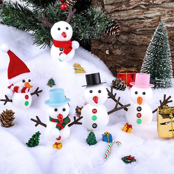 Aneco 9 Pack Christmas Snowman DIY Craft Kit Build Snowman Air Dry Clay Christmas Gift Decor Modeling Clay Winter Game for Holiday Party Home Supplies