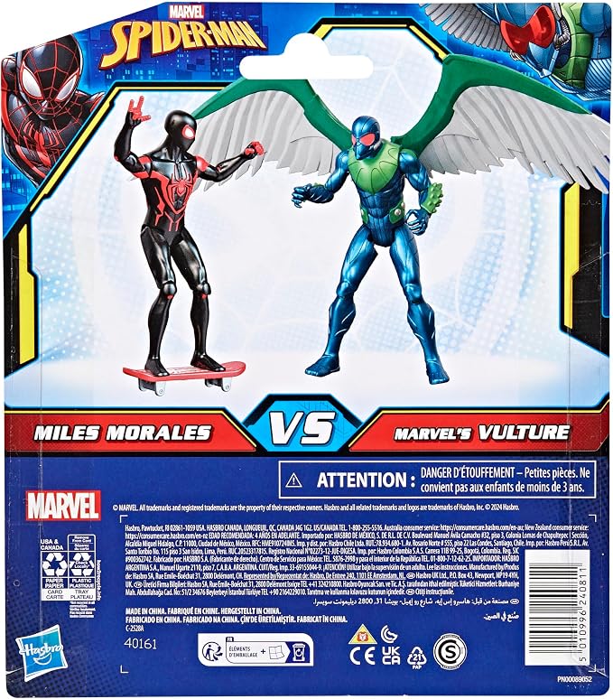 Spider-Man Epic Hero Series Miles Morales vs Marvel’s Vulture 4-Inch (10 cm) Action Figure Set & Accessory, Marvel Super Hero Toys, Kids Ages 4 & Up