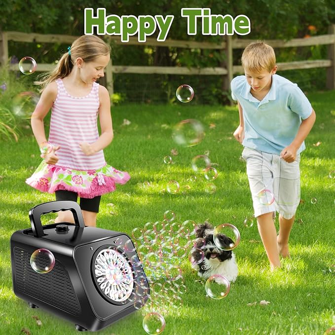 Zerhunt Automatic Bubble Machine for Parties: Portable & Dual-Speed Mode Bubble Maker - 20000+ Bubbles Per Min for Weddings Birthday Outdoor Fun - Toddlers Kids Durable Bubble Toys