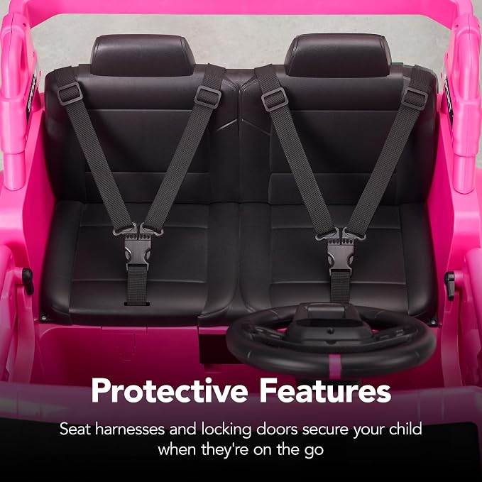 Best Choice Products Kids 24V 2-Seater Electric Ride On Car Truck w/ 132lb Weight Capacity, Parent Control, Bluetooth, LED Lights - Ultimate Pink