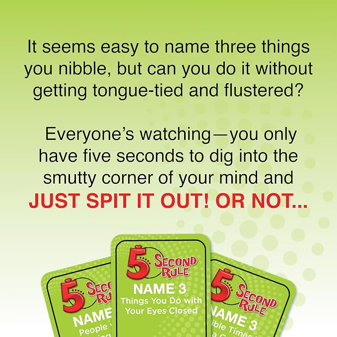 5 Second Rule Uncensored Card Games for Adults - Adult Card Games for Game Night, Travel, Funny Adult Card Game & Icebreaker, Game Nights, Think Fast and Shout Out Answers, Ages 17+