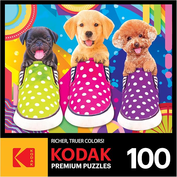 RoseArt - Kodak Premium - Puppy Socks - 100 Piece Jigsaw Puzzle