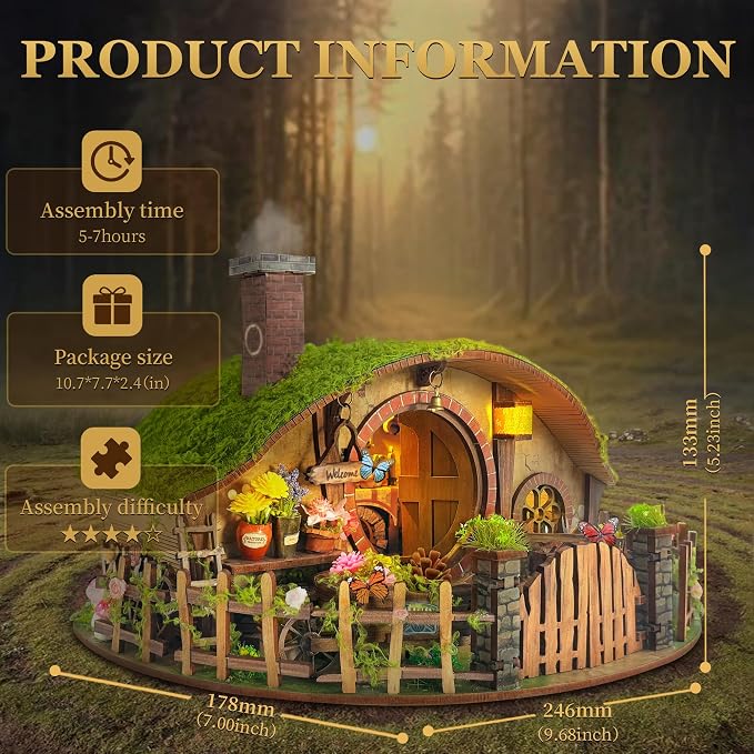 DIY Miniature House Kit - Forest-Themed Dollhouse Kit | Blind Box Design, Stress-Relief Craft, 3D Wooden Puzzles for Adults & Teen- The Magic Ring House (SQ-59)
