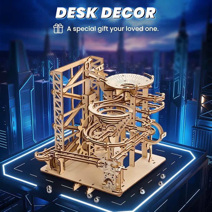3D Wooden Puzzles for Adults: 330 pcs 3D Mechanical Wood Marble Run with Roller Coaster Model Kit for Brian Teaser to Build - Christmas Hobbies Craft Kits Puzzles for Adults Home Decor Gifts
