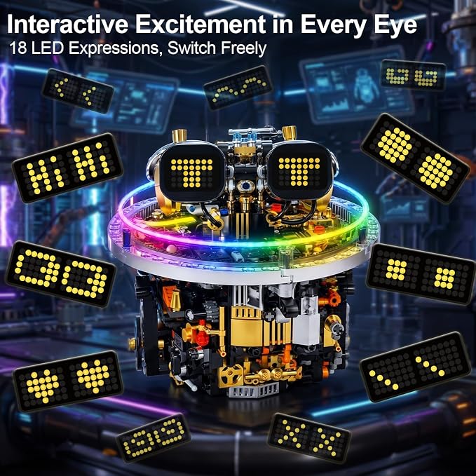STEM Robot Building Kit for Kids Ages 8-14, 804 PCS Remote & APP Control Spherical Robotics Toy with LED Expressions & Cyberpunk Lights, Programmable Rolling Technic Coding Set, Gift for Boys & Girls