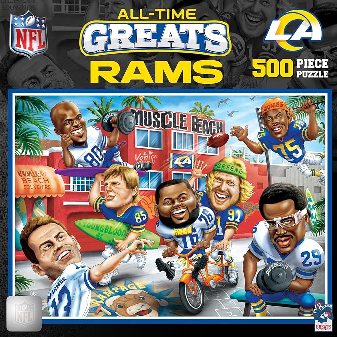 MasterPieces 500 Piece Officially Licensed Puzzles - Los Angeles Rams All Time Greats NFL Jigsaw Puzzle for Adult and Family 18"x24"