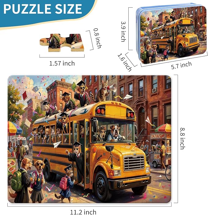 100 Pieces Puzzles for Kids Ages 4-8, Bus Educational Kids 100 Piece Puzzle, Children Jigsaw Puzzles Kids Puzzles, Educational Learning Puzzle Toys for Girls and Boys