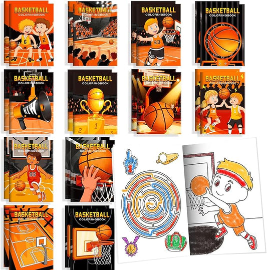 BenLouis 24 Pcs Basketball Mini Coloring Books Kids Basketball Small Activity Books Party Bulk for Boys Kids Sports Birthday Goodie Bags Stuffers Return Gifts Classroom Travel