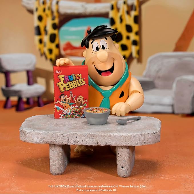 Jada Toys Fruity Pebbles Fred Flintstone Action Figure 1:12 Scale Fully Articulated Retro Cartoon Nostalgia Collectible Toy for Ages 8+