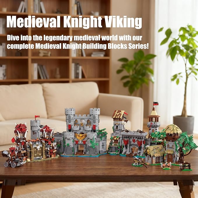 Medieval Lion Knight Castle Building Set,Viking Architecture Castle Modular Buildings, Ideals Christmas Birthday Gift for History Enthusiasts, Creative Gift for Adults and Teen(2554PCS)