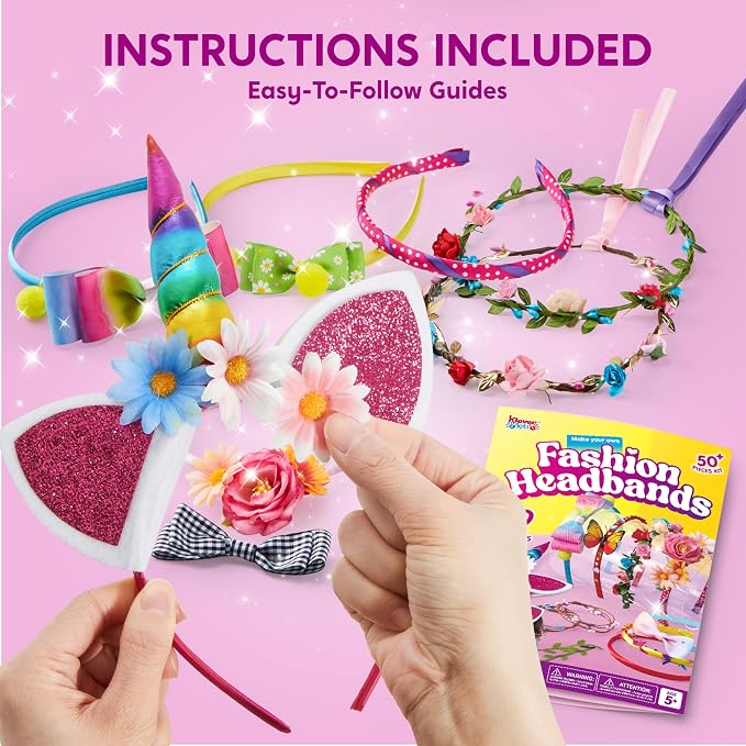 Klever Kits Headband Making Kit for Girls, Kids Headbands, DIY Hair Accessories for Girls, Kids Crafts, Make Your Own Hair Accessories, Birthday Gifts Ages 5-12