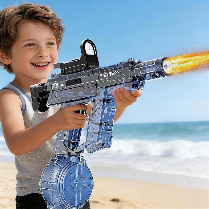 Electric Water Gun for Kids Adult, Automatic Squirt Pistol Guns with Large Capacity & 26-32FT Range, Rechargeable Watergun Toys for Pool, Beach, Backyard Summer Water Blaster Games, Blue