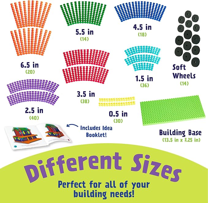 Popular Playthings Playstix, Building Sticks Kit For Kids, Construction Stem Building Toy Gift for Boys & Girls - 211 Piece