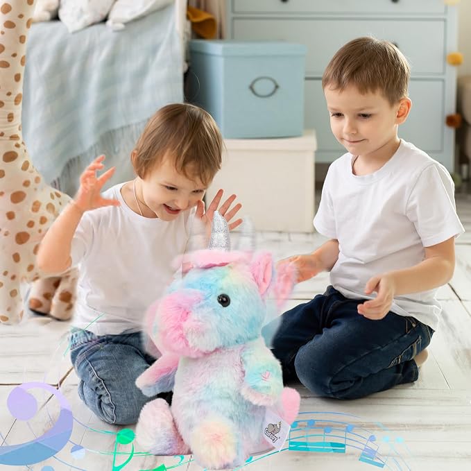 Talking Unicorn Repeat What You Say Musical Stuffed Animal Shaking Singing Plush Toy Electric Interactive Animated Plushies Gifts for Kids Girls Boys