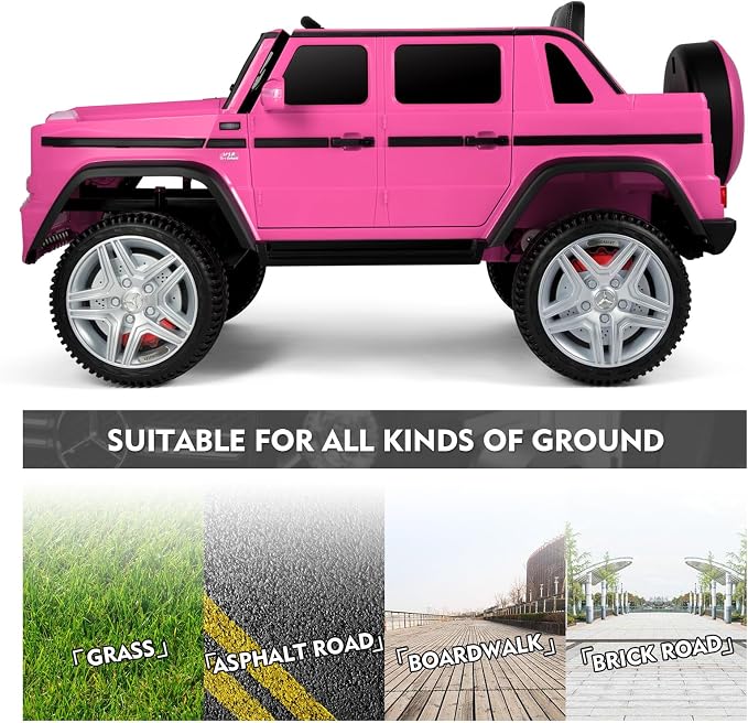 Ride On Cars, Licensed Mercedes-Benz Maybach G650S, 12V7AH Battery Powered Toy Electric Car for Kids W/LED Underglow Lights,Remote Control, 2 Motors, 3 Speeds, Music, Bluetooth,Horn, Rose Pink