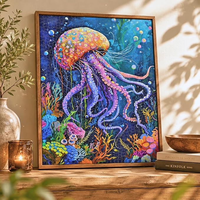Cross & Glory | 1000 Piece Jigsaw Puzzles for Adults | Ocean’s Opus: The Majestic Medusa │ Jellyfish Puzzle │ Satin Finish Ocean Puzzle│ Ages 14+