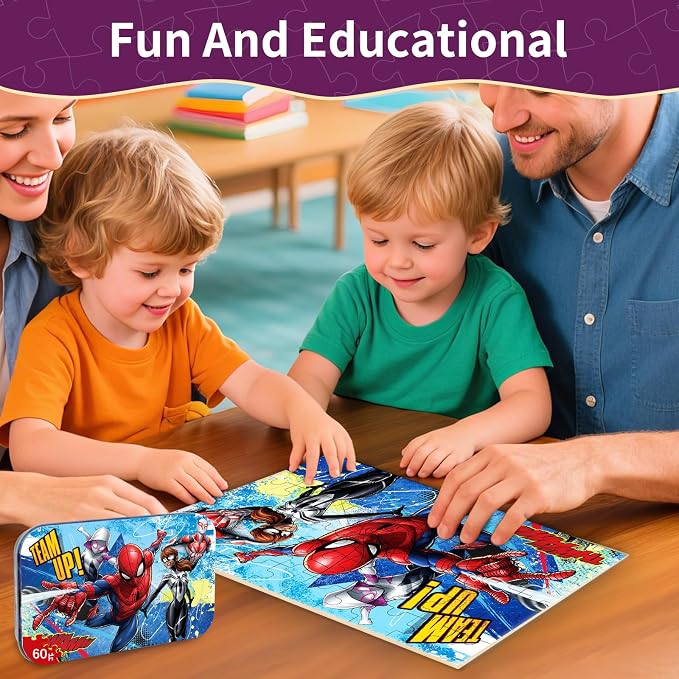 Kids Puzzles Ages 3-8, 60 Pieces Piece Jigsaw Puzzles in Metal Box, Educational Learning Toys for Boys and Girls, Premium Puzzle Games