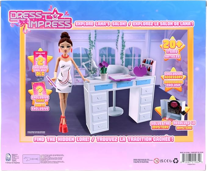 Dress To Impress — Lana Deluxe Fashion Doll Set — Series 1 Wave 1 — 11.5-Inch Tall Doll — Doll Playset, Accessories, Collector Card — Includes DLC Codes — Officially Licensed Set by PhatMojo