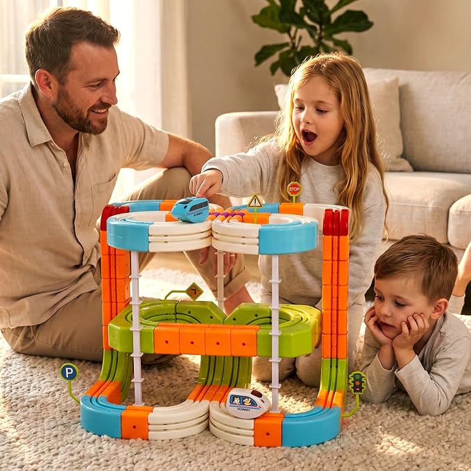 Hot Bee Electric Magnetic Train Set for Kids, Gravity-Defying 3D STEM Toy Train Track for Toddlers, Building Train Toys, Magic Tracks Toy Birthday Gifts for 3 4 5 6 7 8+ Year Old Boys Girls (134 Pcs)