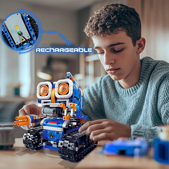 Demkia 5in1 STEM Robot Building Kit, 560 PCS APP/Remote Control Mech RC Robotics for Kids Ages 8-12, Science Kit Coding Robots Toy Set, Birthday Gifts for Boys Age 8-14+