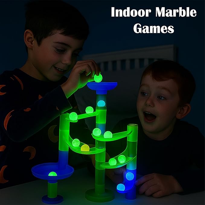 ARSUK Glow in the Dark Marbles Large Glass Shooter Marbles for Decoration 25mm/1 inch 10pcs Assorted Colour Marble Game, Marble Run Accessories Learning and Recreational, Sports & Outdoor Play