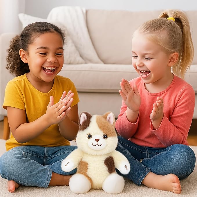Talking Cat Repeat What You Say Musical Stuffed Animal Shaking Singing Plush Toy Electric Interactive Animated Kitten Plushies Gifts for Kids Girls Boys