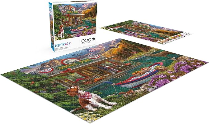 Buffalo Games Lena Country Life Floating Country Store 1000 Piece Jigsaw Puzzle - 26.75 x 19.75 in - Jigsaw Puzzles for Adults - Includes Full Color Poster - Focus & Relaxation