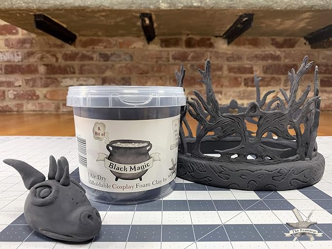 The Foamory Moldable Cosplay Foam Clay (300g Black) High Density Air Dry Clay, EVA Foam Sands Paints Easily, Non-Toxic and Safe for Crafts