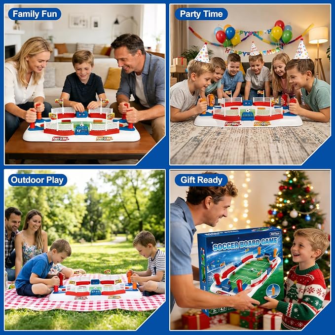 Soccer Board Game for Kids, Mini Football Tabletop Game Toy Interactive Pinball Soccer Toy with Score Counter & Dual Flipper, Indoor Family Tabletop Game, Birthday for Boys Girls Ages 6-12