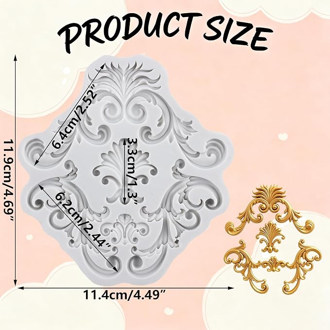 Baroque Polymer Clay Mold Curlicues Scroll Lace Silicone Molds Filigree Mold for DIY Craft Epoxy Resin Casting Polymer Clay Tools Crafts Air Dry Jewelry Making