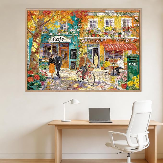 Romantic Cafe Puzzles for Adults 1000 Pieces,Impossible Hard Difficult Challenging Jigsaw Puzzles for Adults 1000 Pieces,Puzzle with Letters on Back,Recycled Paper Jigsaw Puzzle(27.6"x19.7")