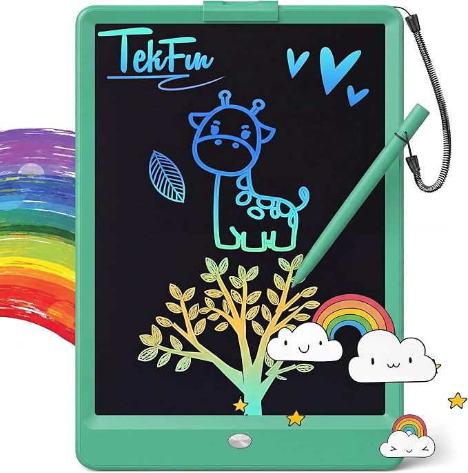 TEKFUN LCD Writing Tablet for Kids, 10-inch Coloring Drawing Pad, Mess Free Doodle Board, Easter Gifts for Boys and Toddlers, Toys for 3 4 5 6 7 8 Year Old Girls(DarkGreen)