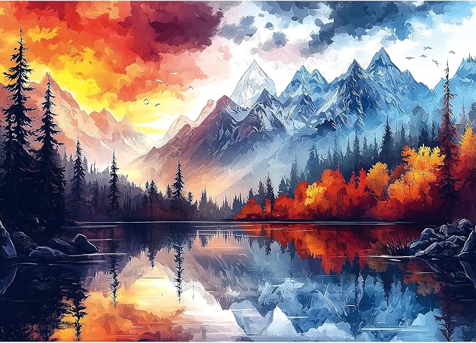 Puzzles for Adults 1000 Pieces Natural Mountain Landscape Jigsaw Puzzles Challenging for Mom Dad Family Friend Family Activity Games Home Decor Wall Art, 27.5 x 19.7 Inch