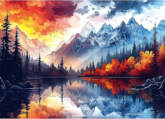 Puzzles for Adults 1000 Pieces Natural Mountain Landscape Jigsaw Puzzles Challenging for Mom Dad Family Friend Family Activity Games Home Decor Wall Art, 27.5 x 19.7 Inch