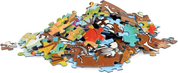 boppi Dinosaurs Round Jigsaw Puzzle with 100% Recycled Card T-rex Stegosaurus and Triceratops Fossils 150 Pieces for Children 5 6 7 8 Years 58cm Diameter