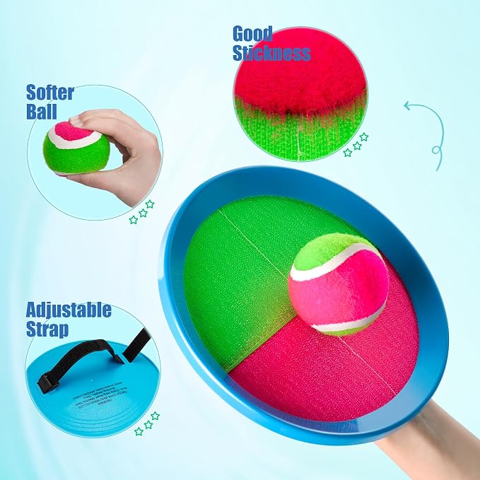 PlayZap Toss and Catch Ball Set - Outdoor Toys for Family Games - Outside Yard Pool Beach Toys for 3 4 5 6 7 8+ Years Old Boys Girls - Classic Birthday Gift for Kids Youth Adults