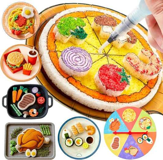 Shuttle Art 104 Pcs Magic Foam Texture Painting Kit Food Series: 34 Food Foam Pieces, Paper Plates, Forks & Knives, 12 Acrylic Paint Markers, Magical 3D Effect DIY Art Craft for Kids Ages 3-12