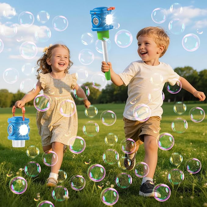 Bubble Machine for Kids, Automatic Bubbles Blower Maker for Kid Toddlers, 2-In-1 Remote Control Street Lamp Bubble Maker with Adjustable Height, Bubble Maker for Wedding Birthday Party Camping Outdoor