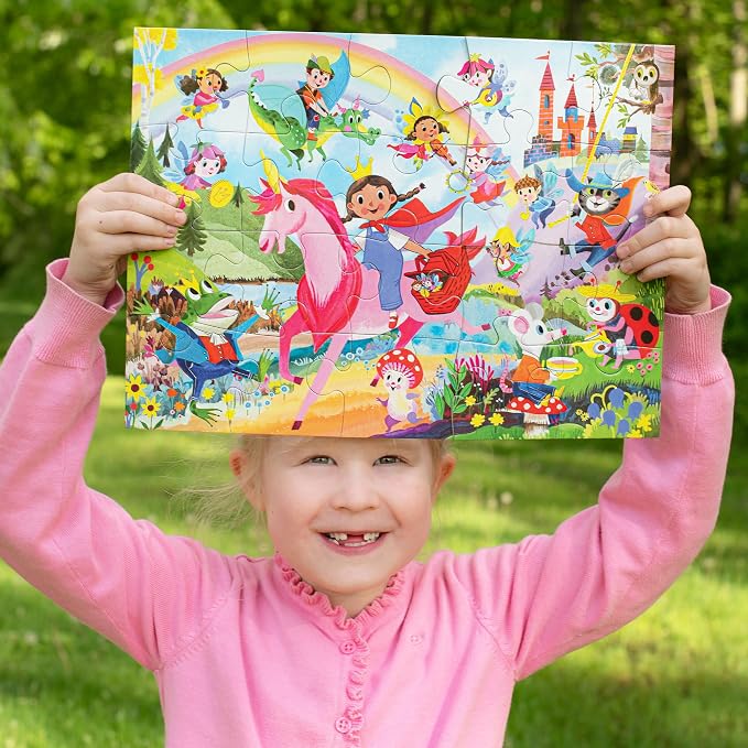 eeBoo 20 Piece Giant Floor Puzzle - Fairies & Tales Children's Puzzle Fantasy Themed, Large Pieces for Small Hands to Develop Motor Skills