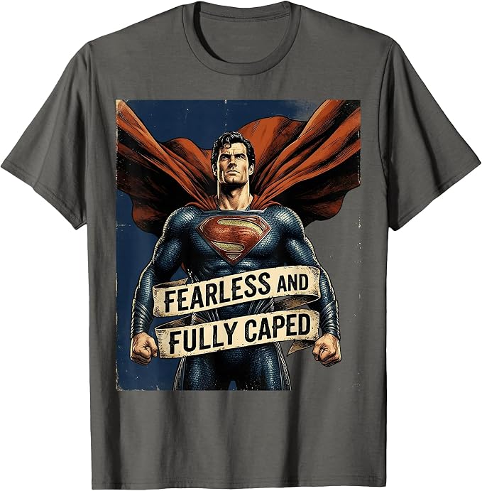 Fearless and Fully Caped Superhero Design T-Shirt