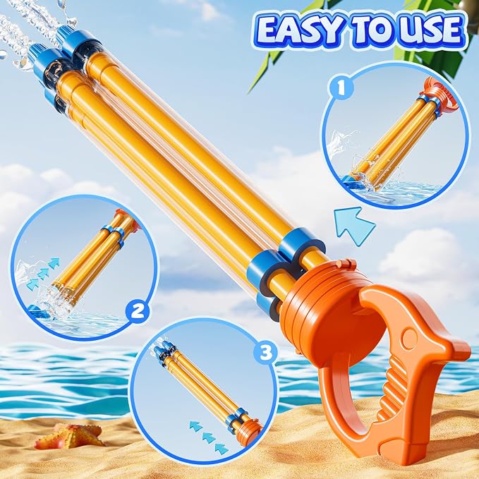 4 Pack Water Guns for Kids Adults, Summer Outdoor Water Toys Swimming Pool Game, Beach Water Game Fighting Play Pool Toys for Boys Girls Kids Ages 4-8, 8-12