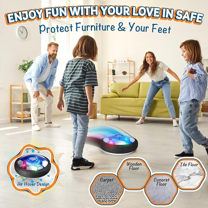 Nazano 4-in-1 Hover Soccer Ball Set, Rechargable Air Floating Soccer Toy with LED Lights, Indoor & Outdoor Kids Sports Toys, Christmas Birthday Gifts for Boys Girls Aged 3 4 5 6 7 8-12